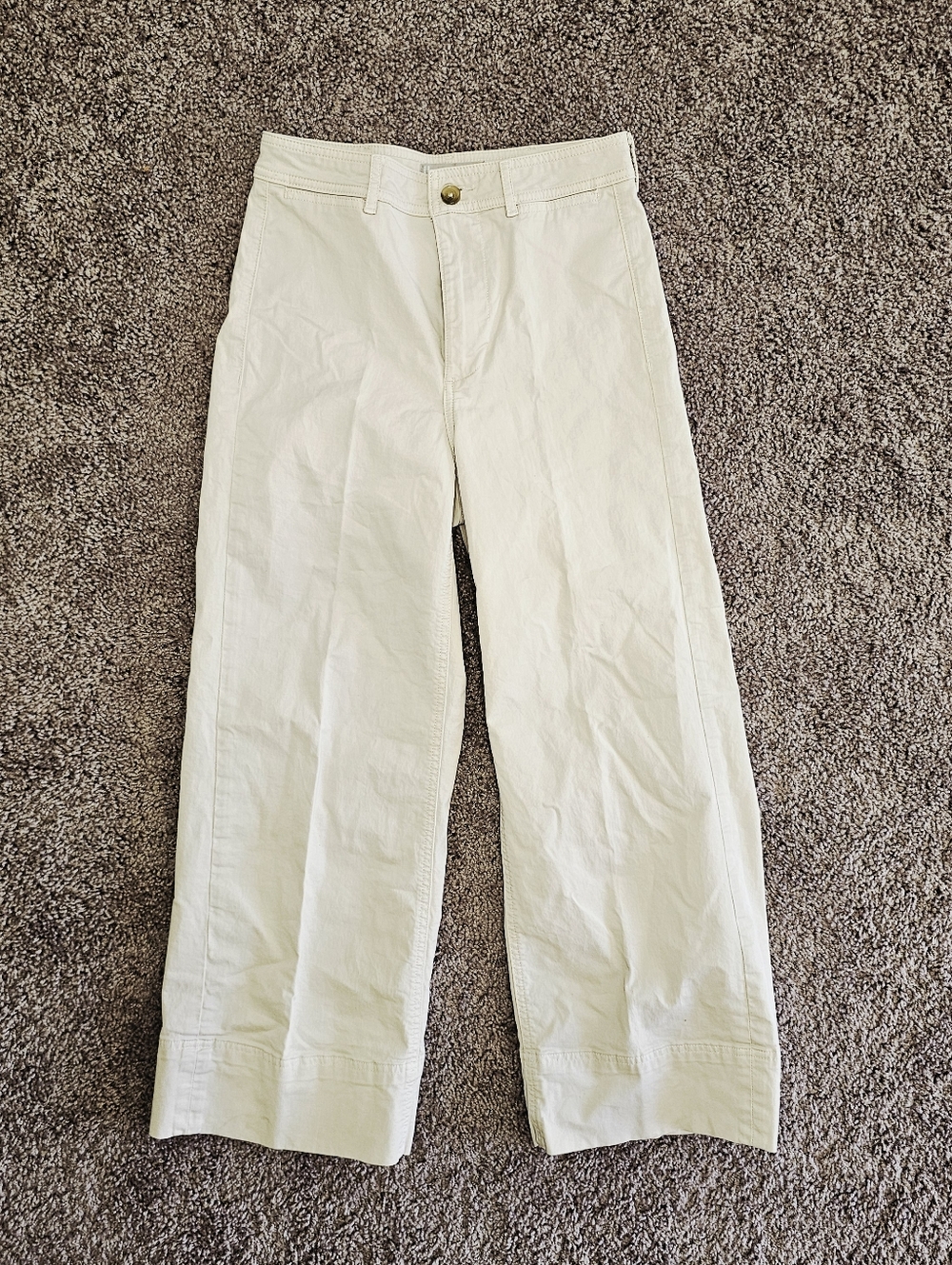 Everlane Wide Leg Cropped Pants Khaki Cotton Twill Women’s Size 0 Capsule Casual